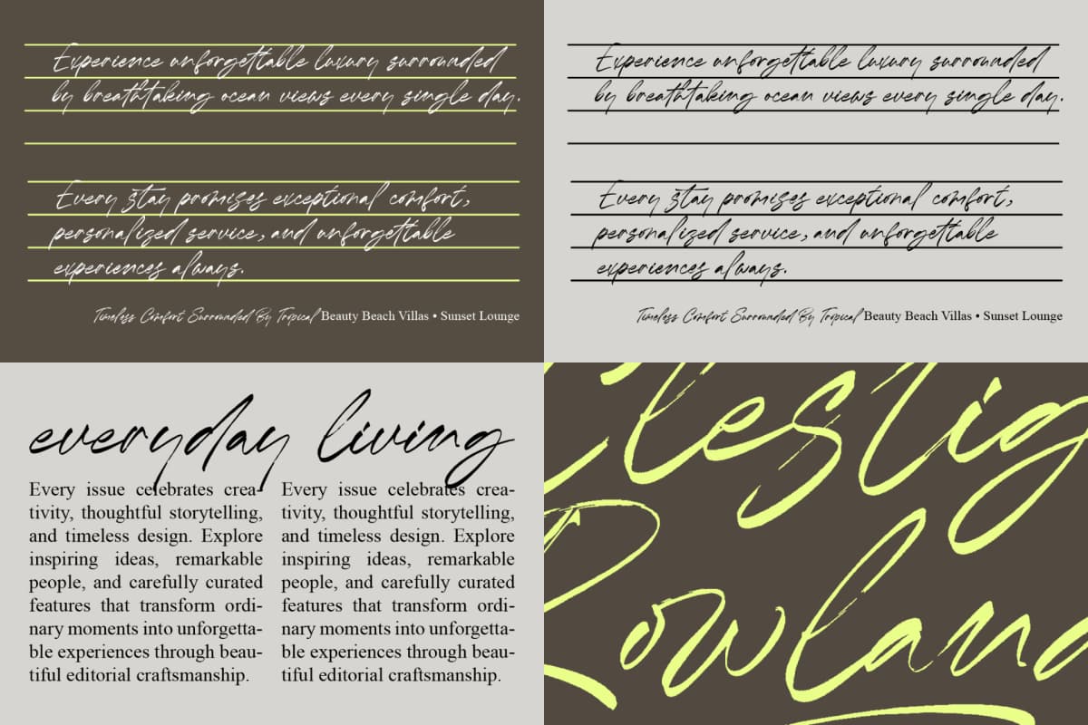 Preview 5 for Clestige Rowlandn - Modern Signature Brush Font