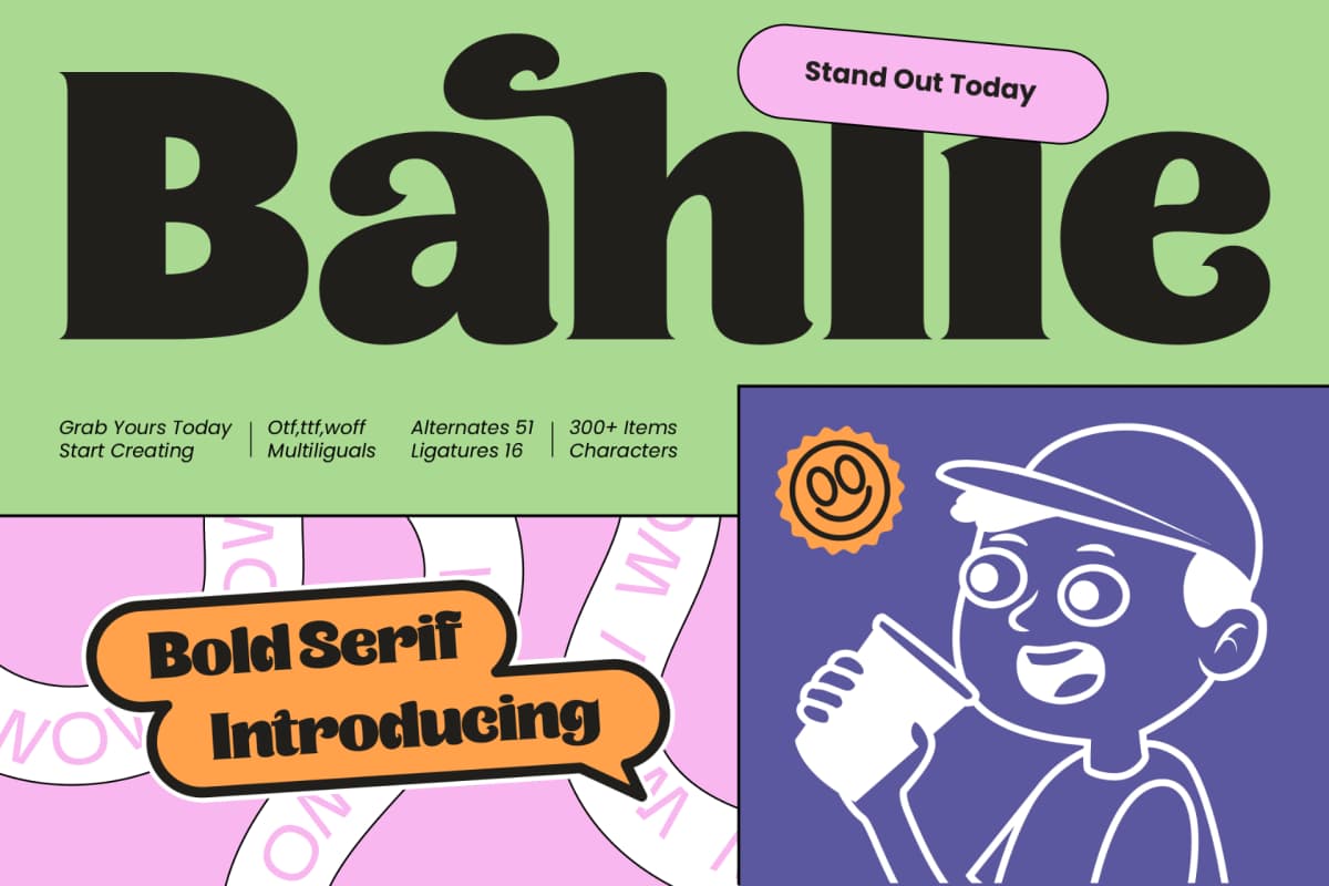 Bahlie - Groovy Bold Display Serif font preview 1