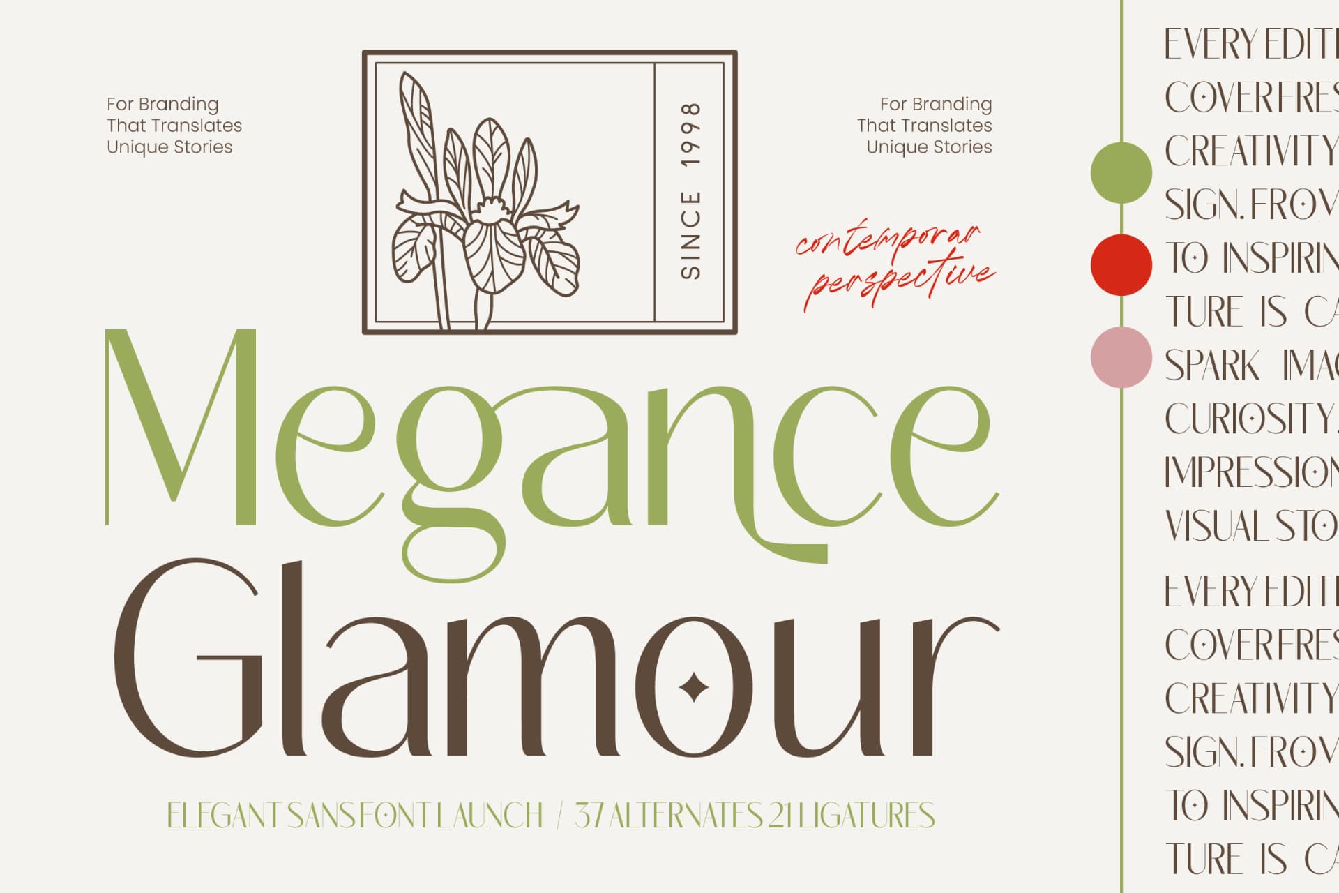 Preview of Megance Glamour - Elegant Sans Font font