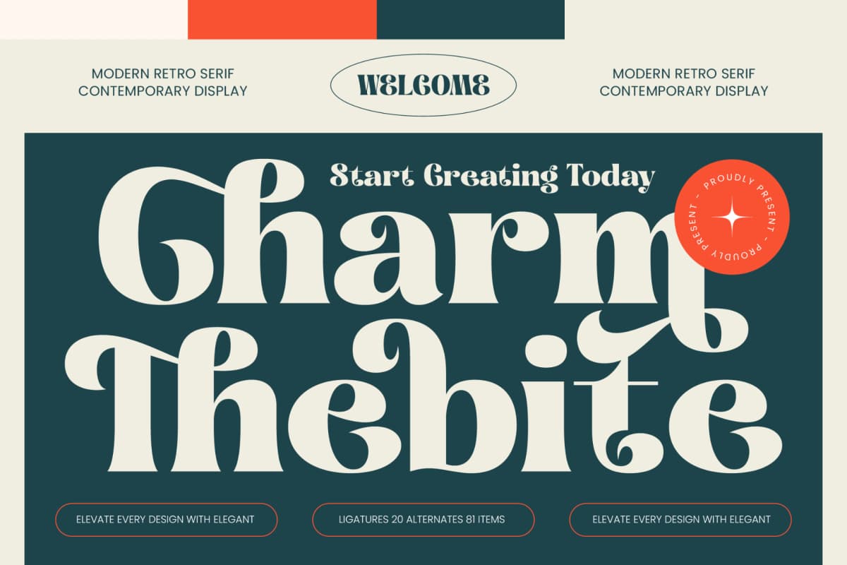 Preview of Charm Thebite - Modern Retro Serif font