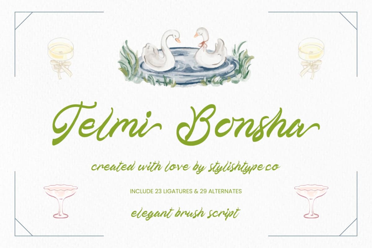 Preview of Telmi Bonsha - Elegant Brush Script font