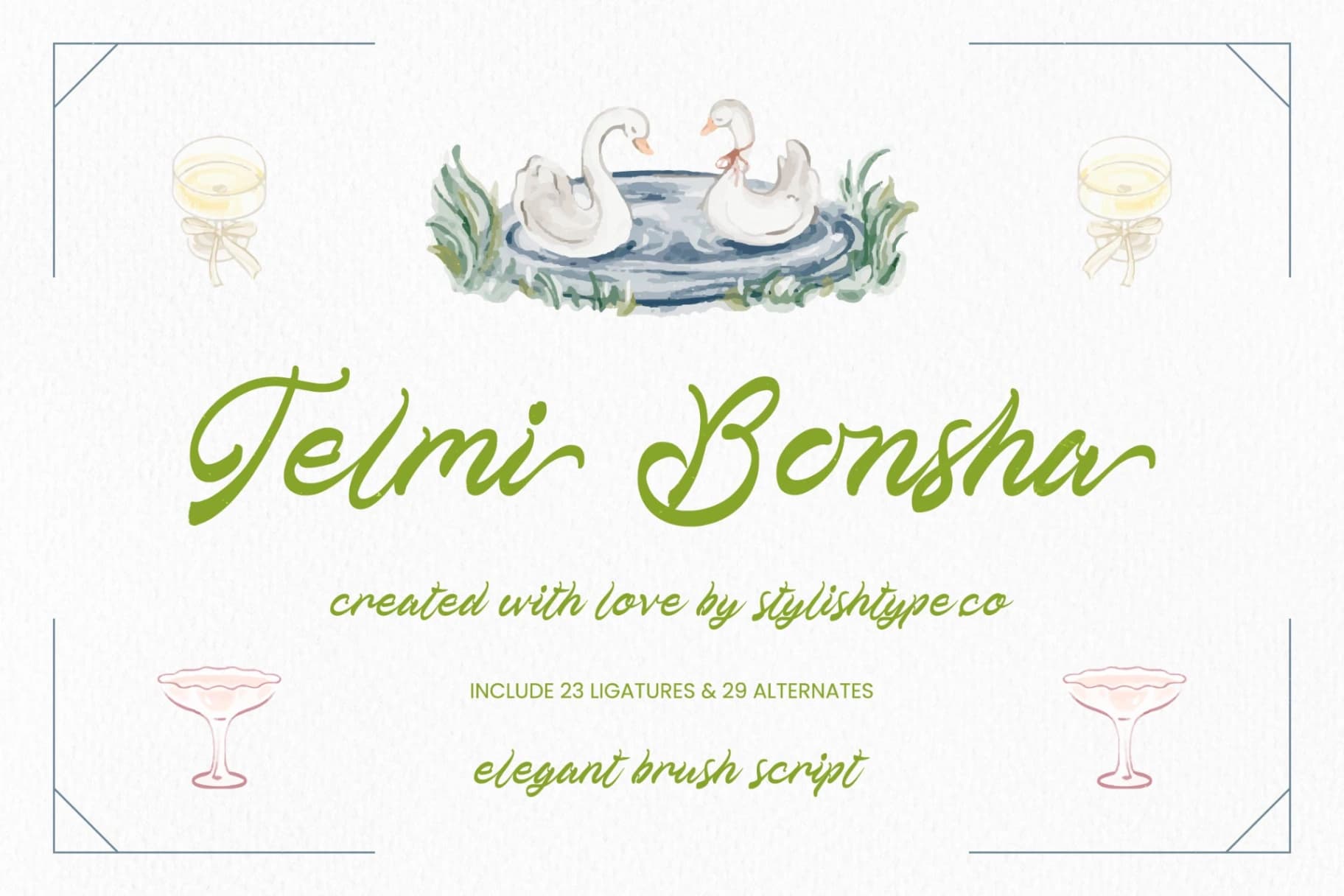 Preview of Telmi Bonsha - Elegant Brush Script font