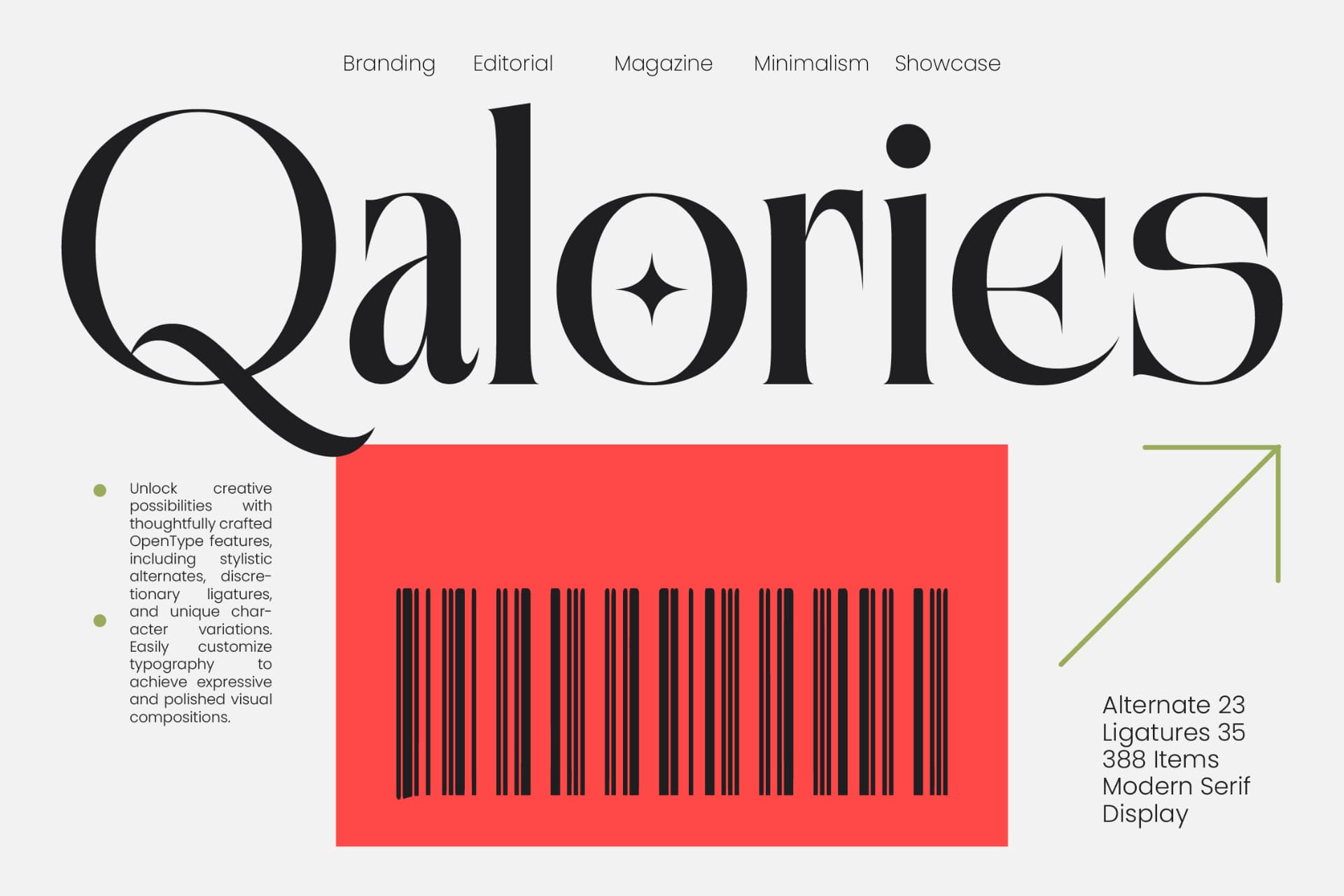 Preview of Qalories - Modern Serif Display font