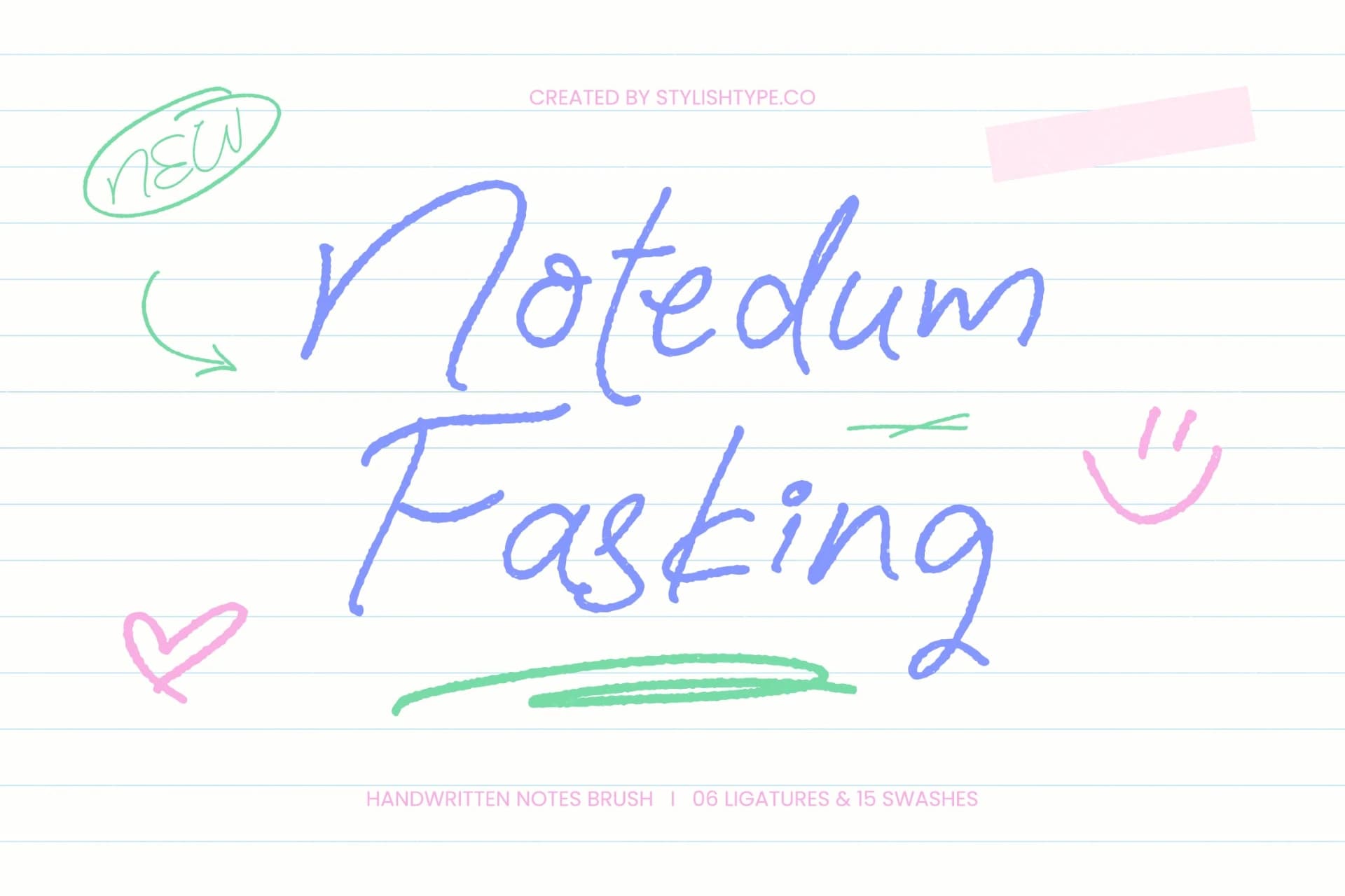 Preview of Notedum Fasking - Handwritten Notes Brush font