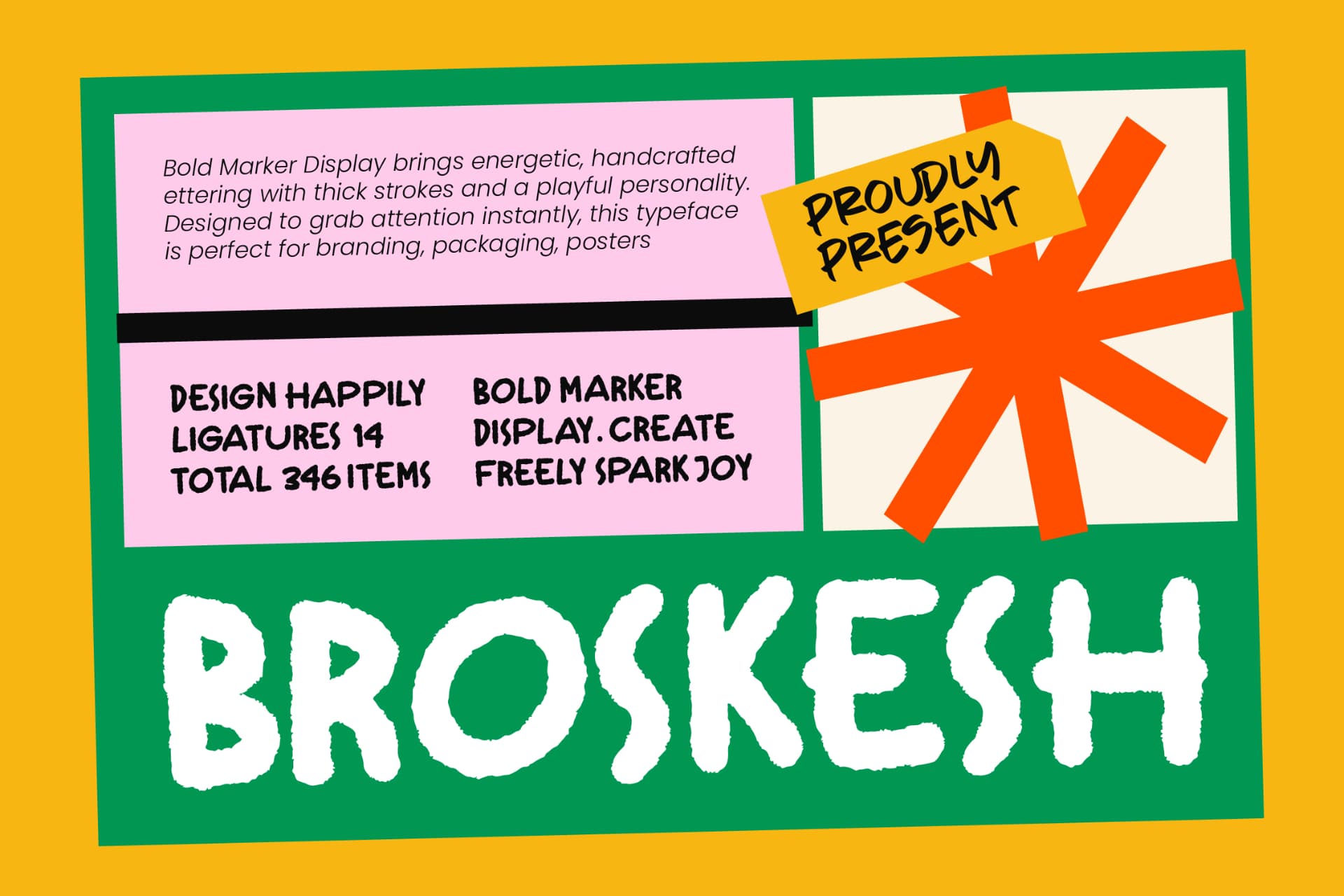 Preview of Broskesh - Bold Marker Display font