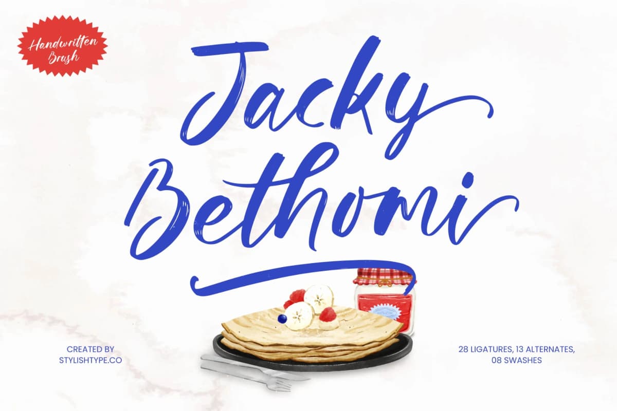Jacky Bethomi - Handwritten Brush font preview 1