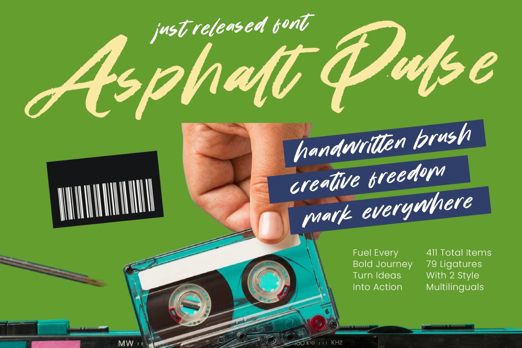 Preview of Asphalt Pulse - Handwritten Brush font