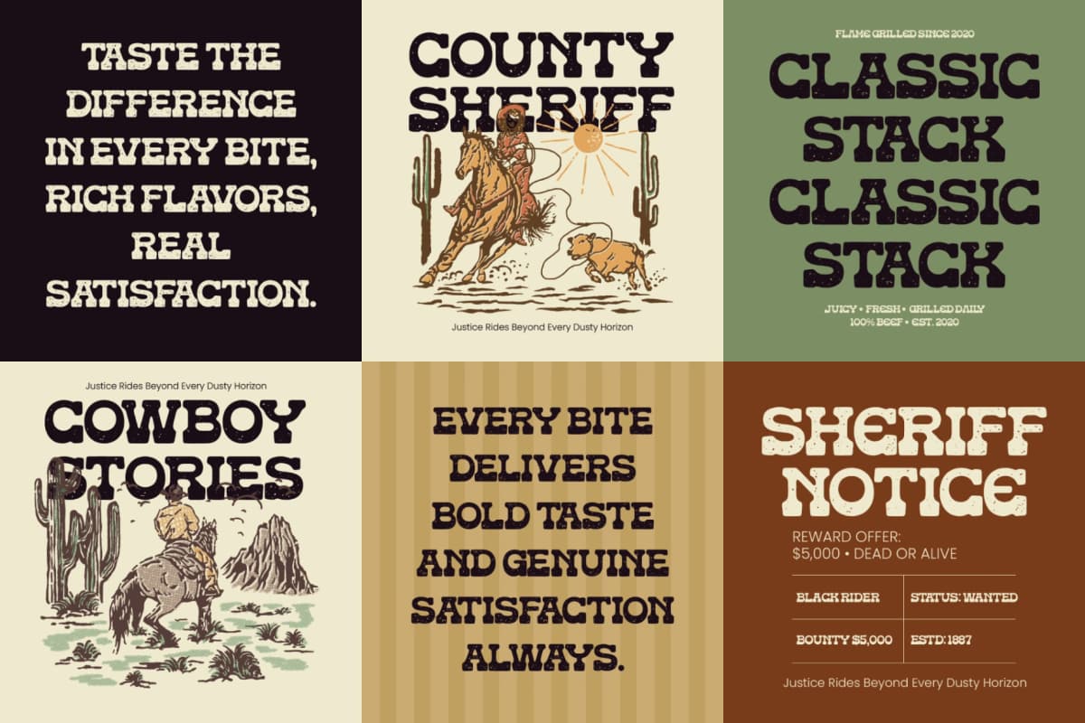 Americana Desert Rider - Western Slab Serif font preview 9
