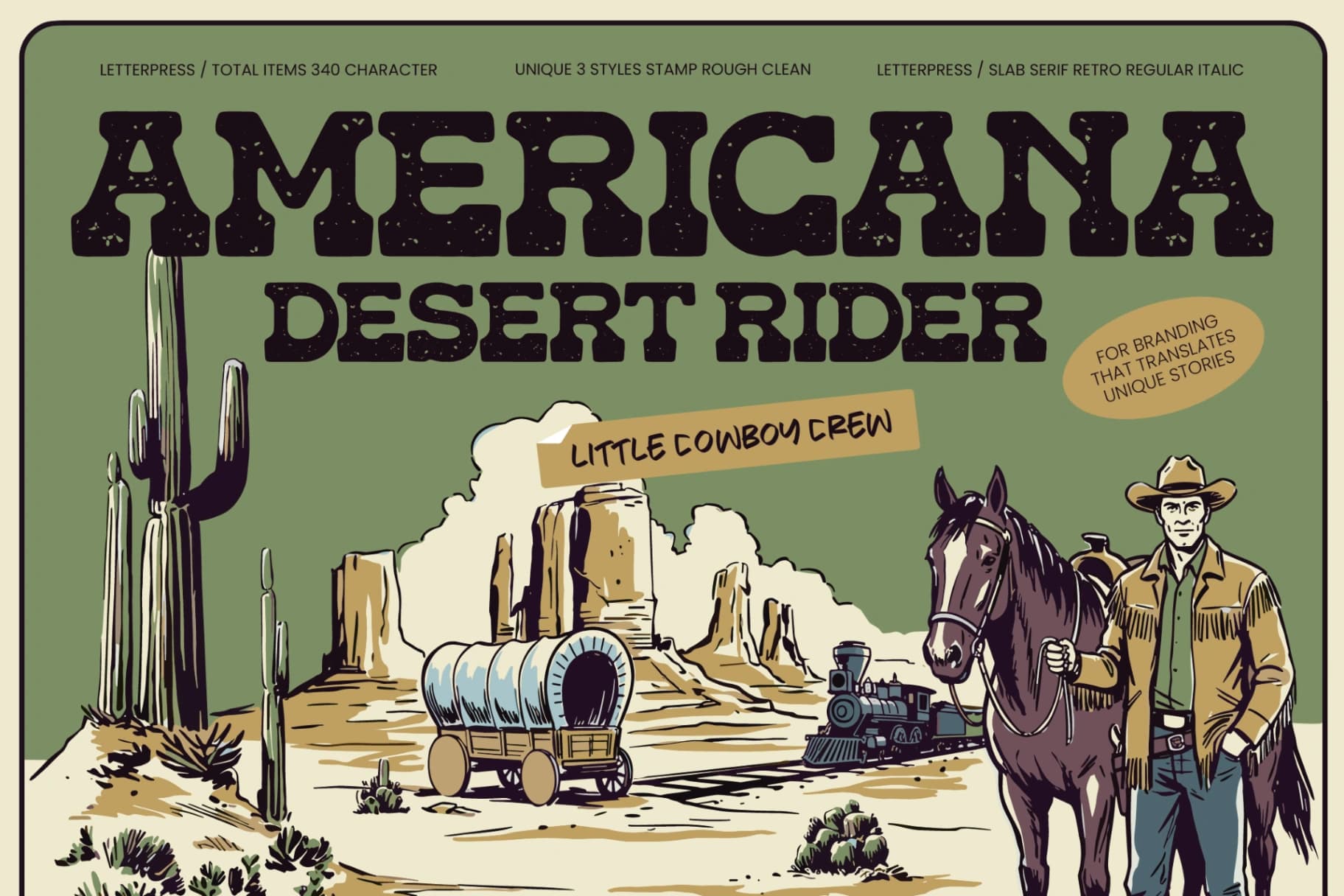 Preview of Americana Desert Rider - Western Slab Serif font