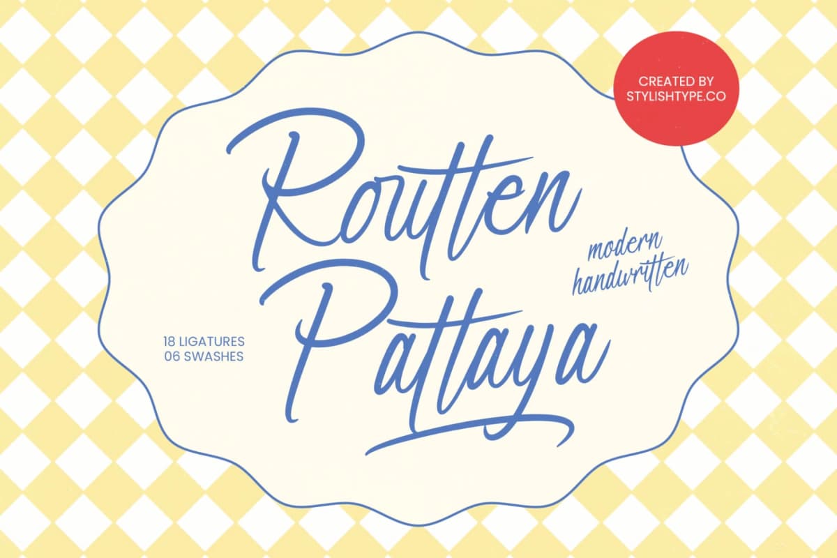 Preview of Routten Pattaya - Modern Handwritten font