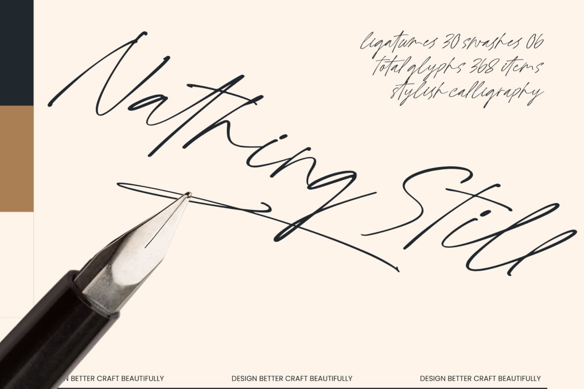 Preview of Nathing Still - Stylish Calligraphy font