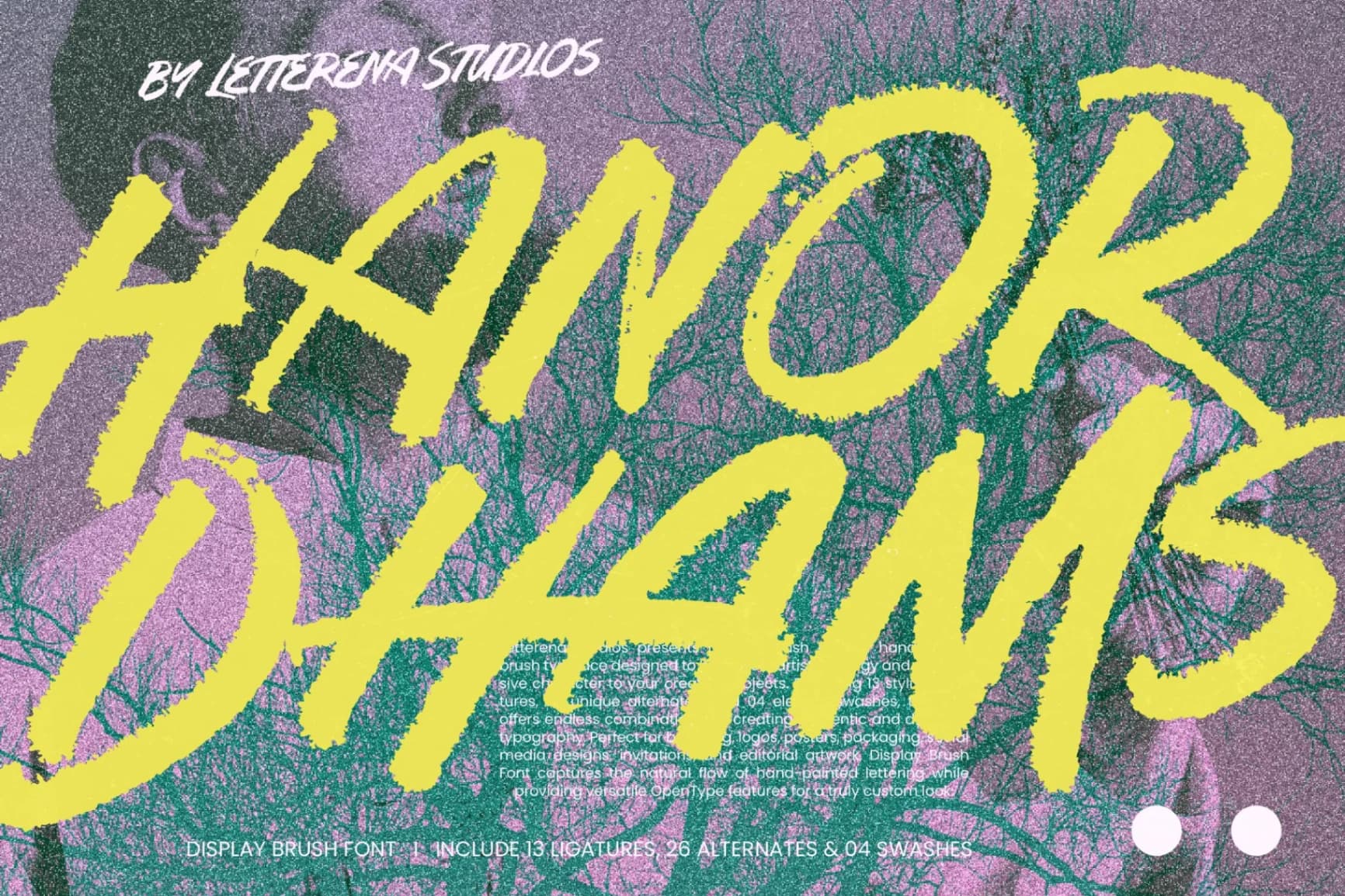 Preview of Hanor Dhams - Display Brush Font font
