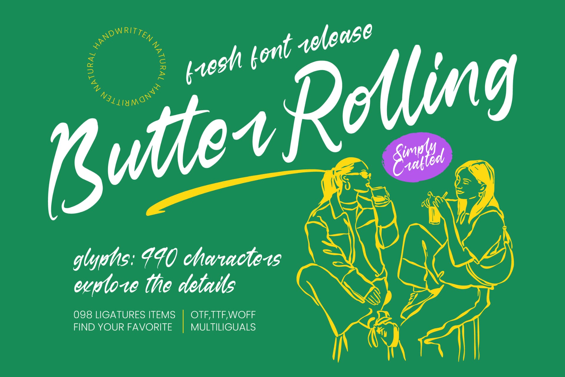 Preview of Butter Rolling - Natural Handwritten font