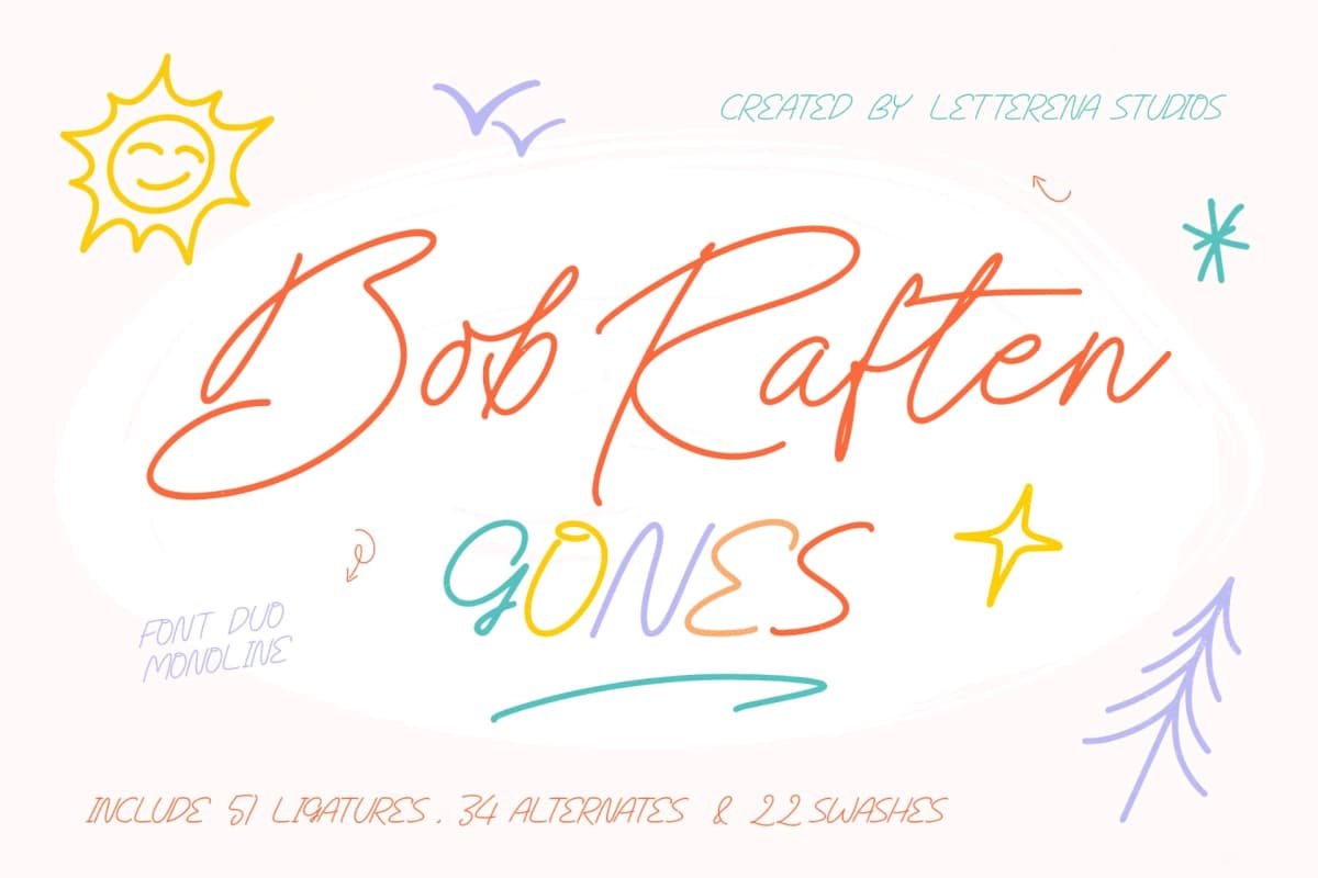 Bob Raften Gones - Font Duo Monoline font preview