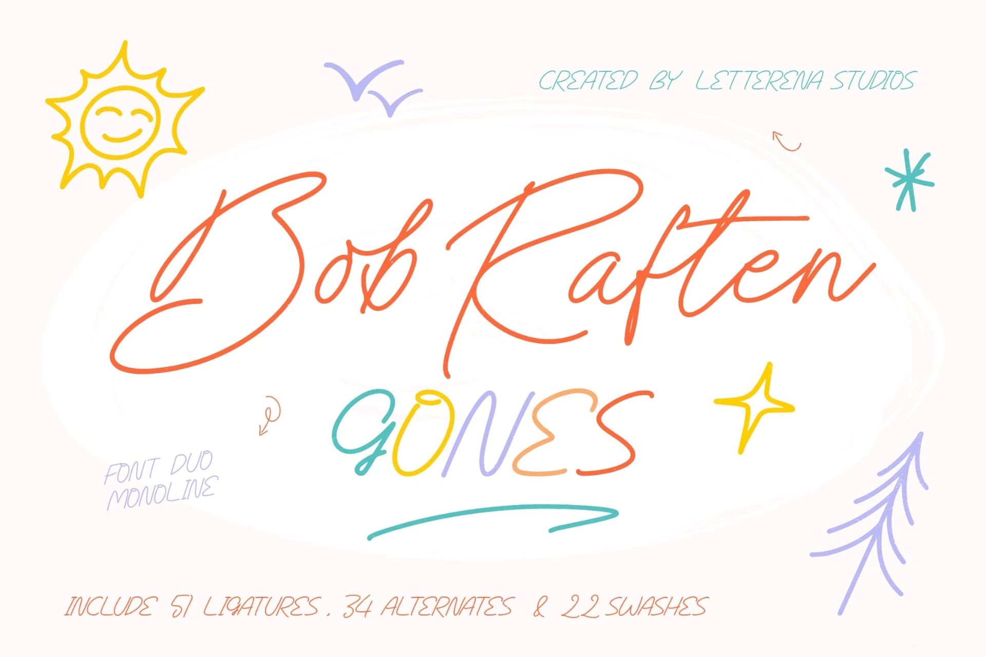 Preview 1 for Bob Raften Gones - Font Duo Monoline