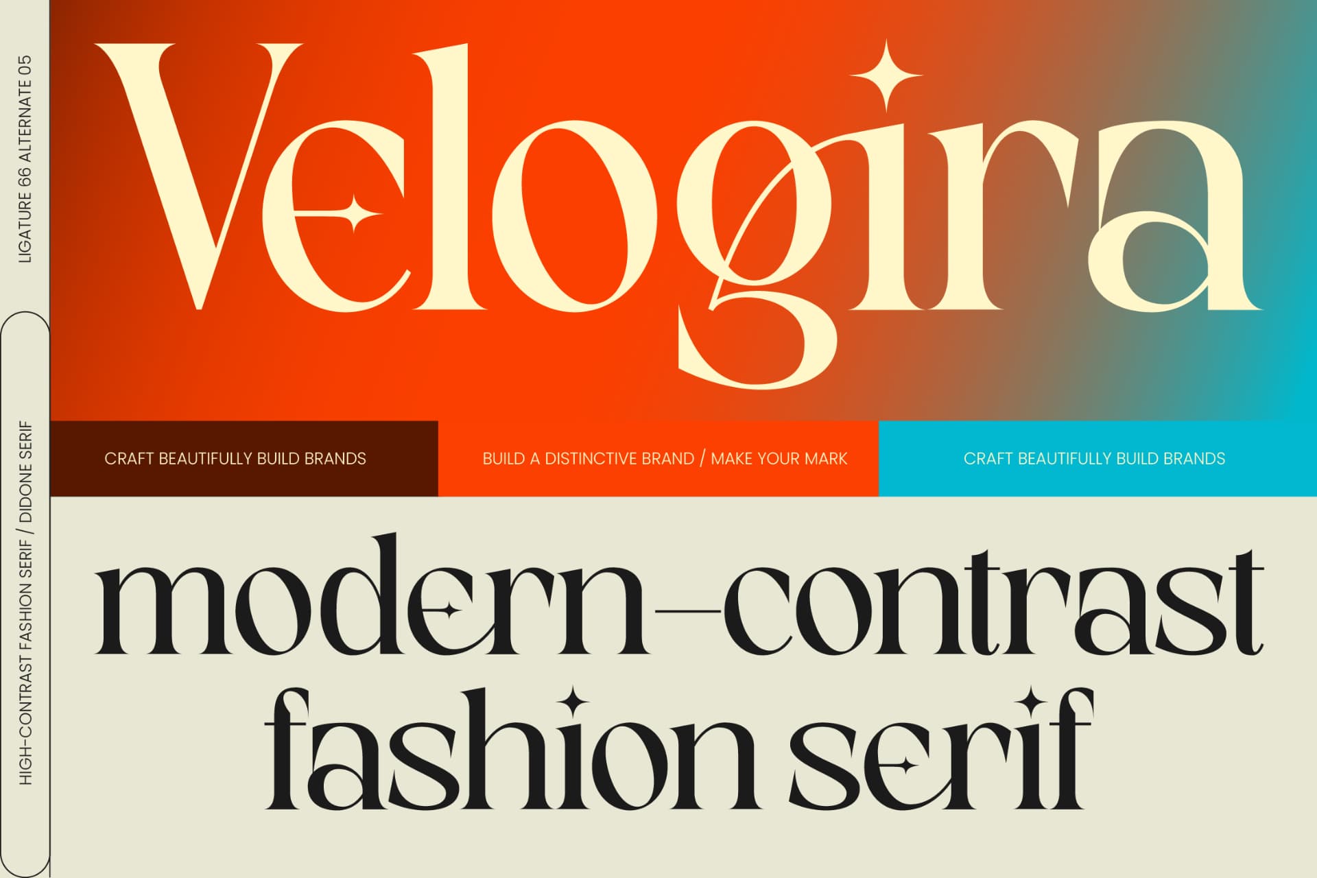 Preview of Velogira - Modern Contrast Fashion Serif font