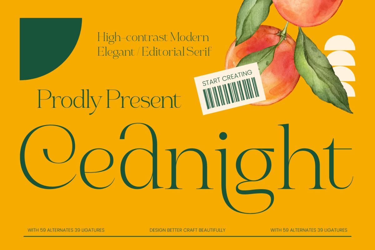 Cednight - High-Contrast Modern Serif font preview