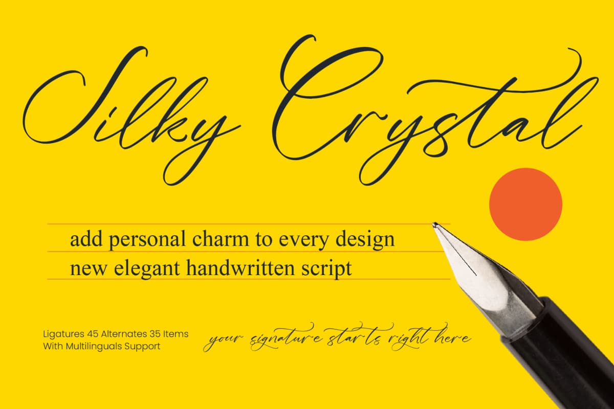 Preview of Silky Crystal - Elegant Handwritten Script font