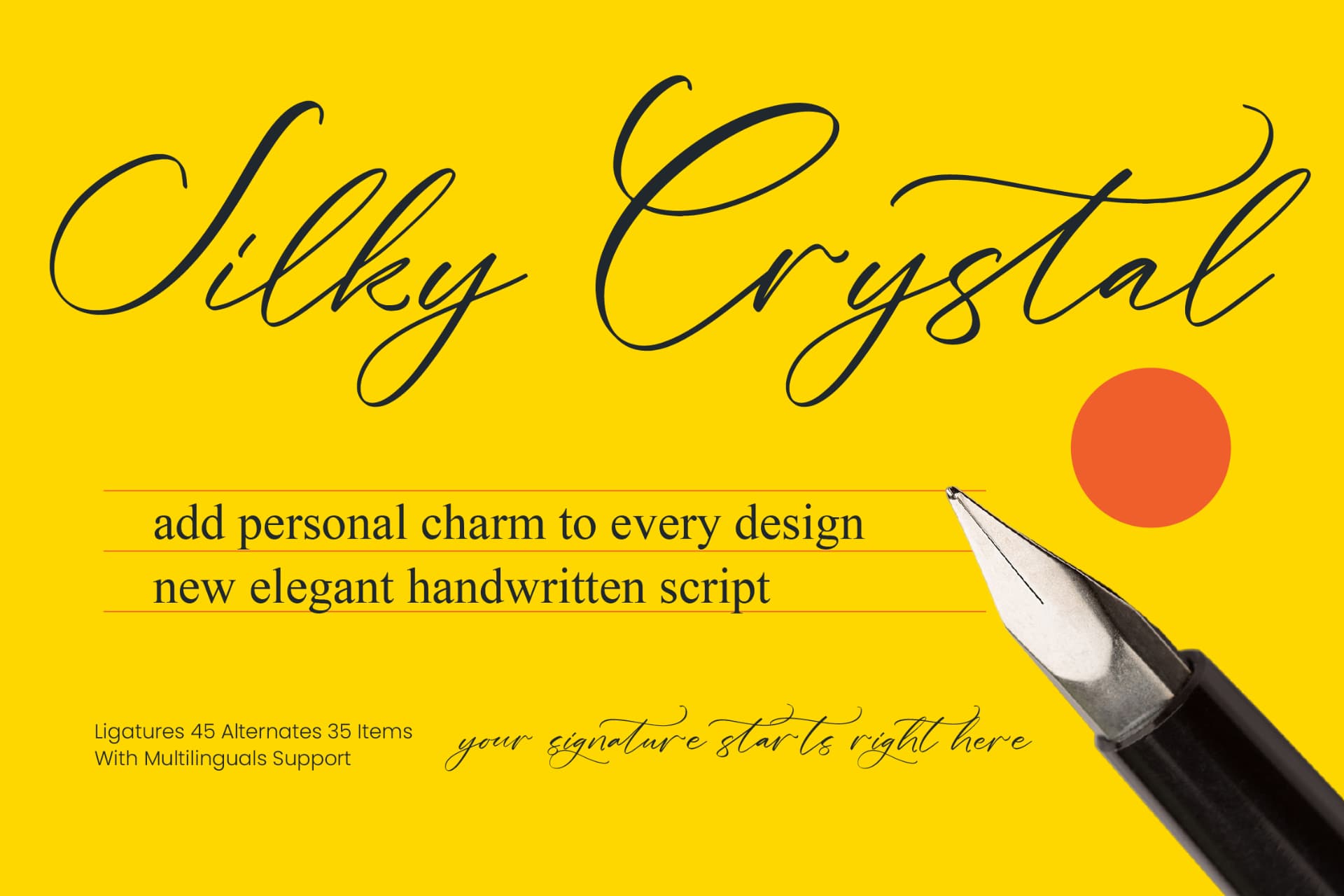 Preview of Silky Crystal - Elegant Handwritten Script font