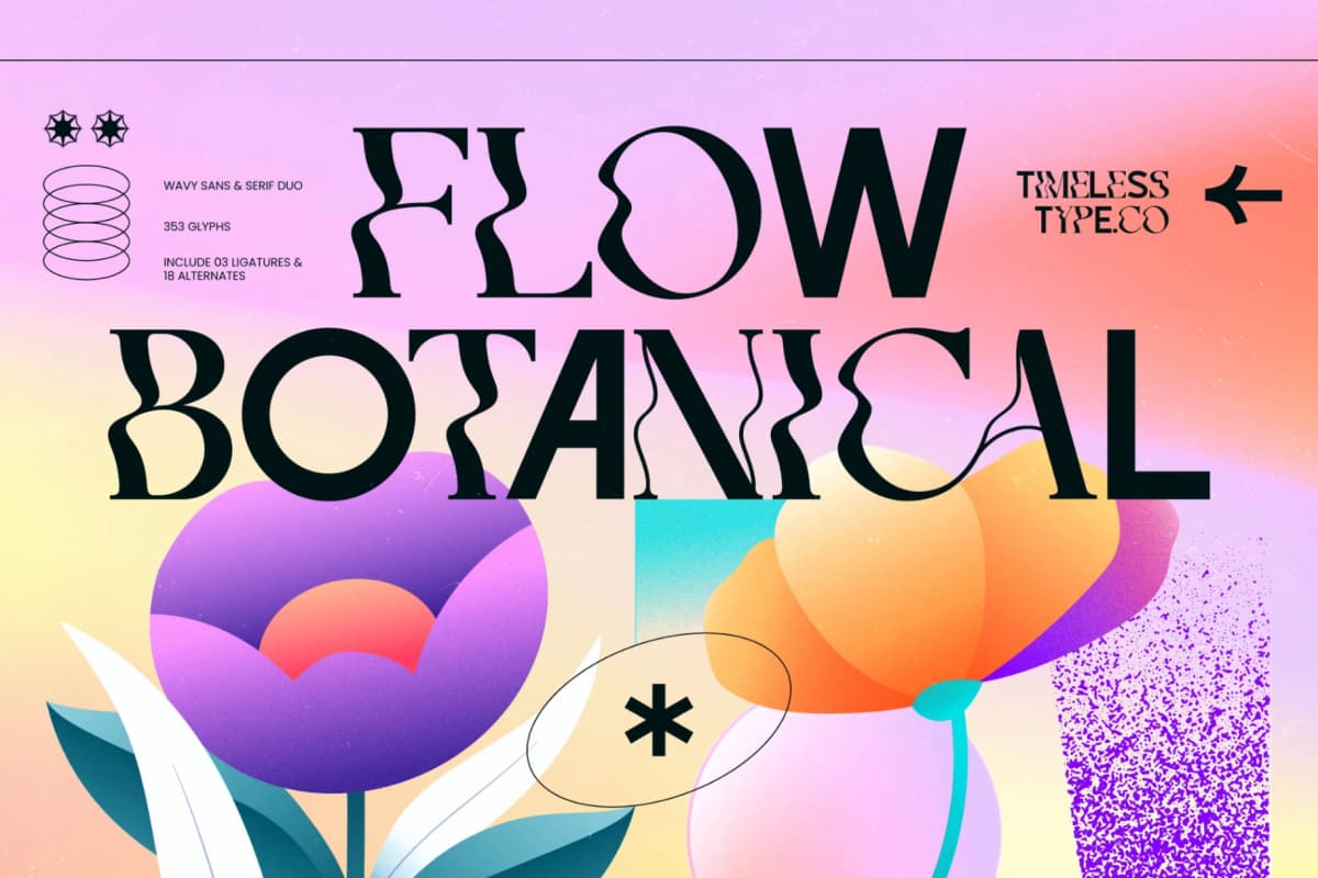 Preview 1 for Flow Botanical - Wavy Sans & Serif Duo