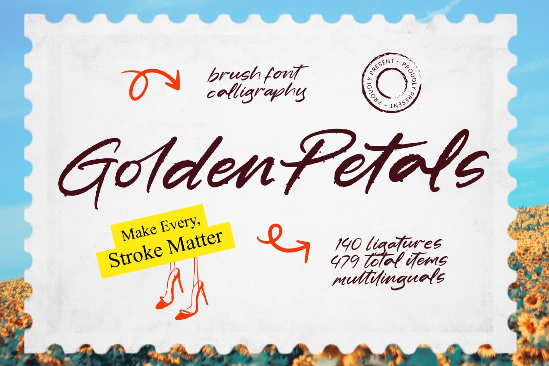 Preview of Golden Petals - Brush Font Calligraphy font