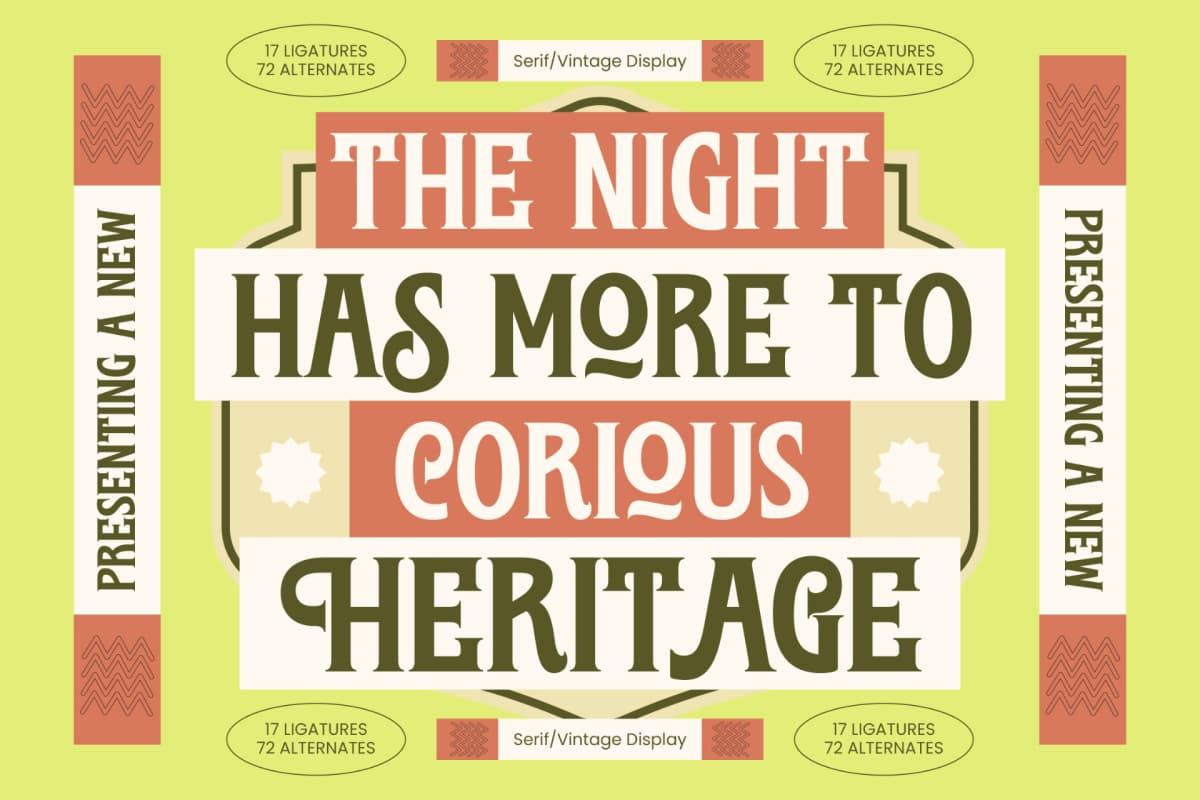 Corious Heritage – Serif Vintage Display font preview