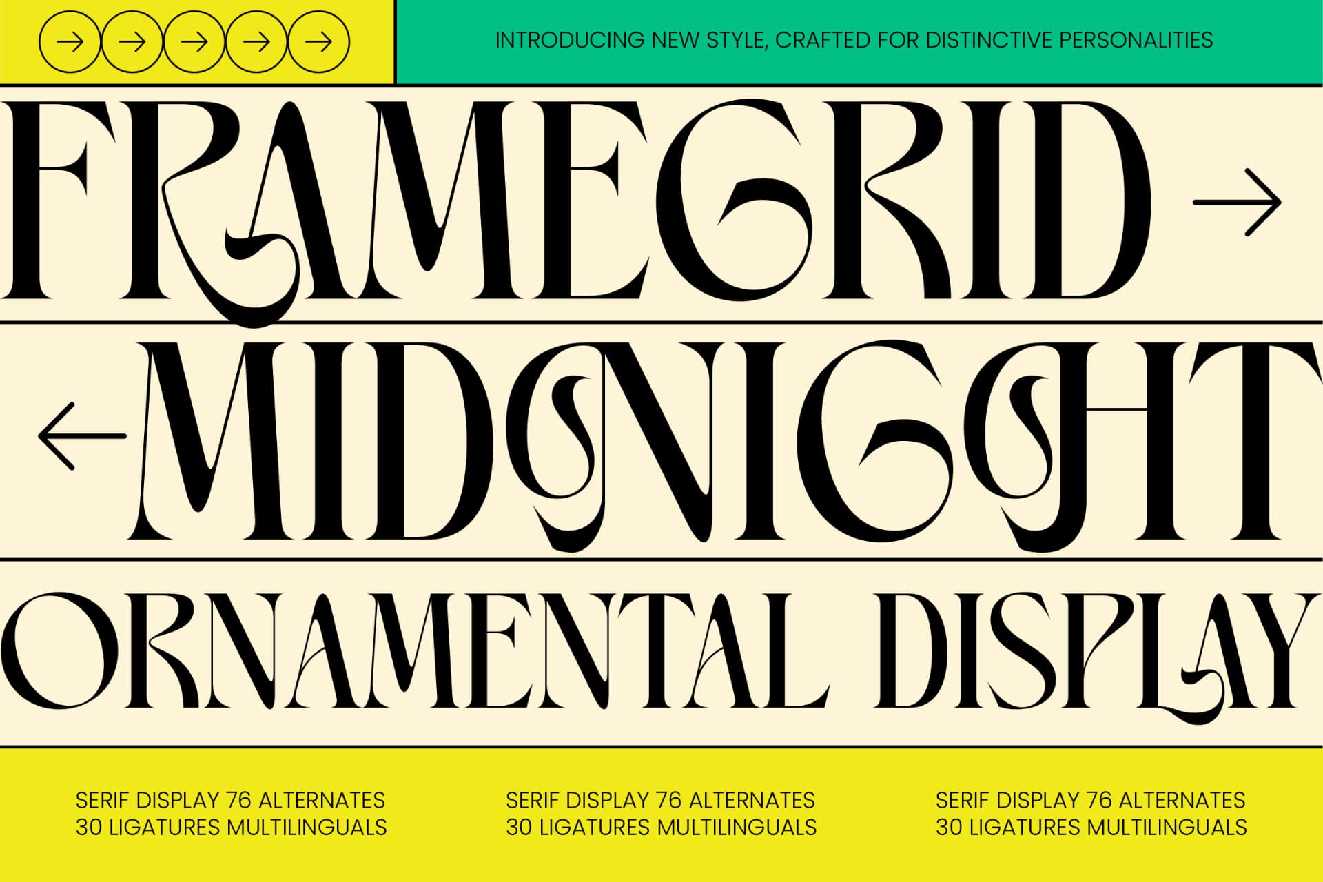 Preview of Framegrid Midnight – Serif Display font