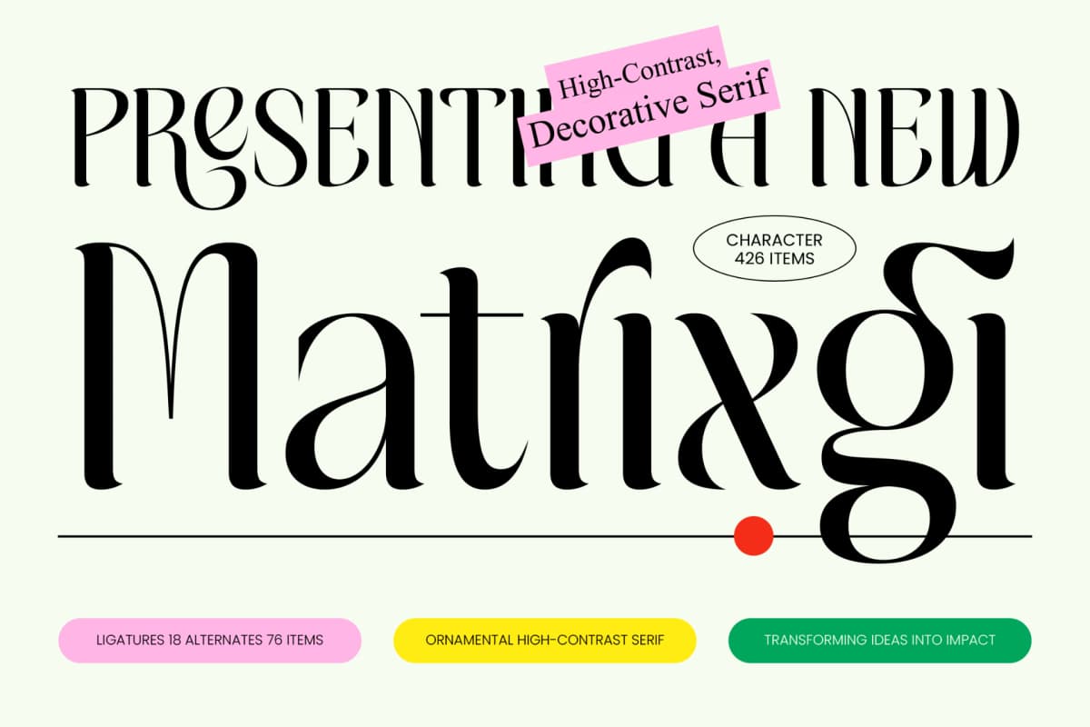 Preview of Matrixgi – High-Contrast Decorative Serif font